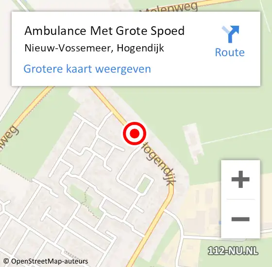 Locatie op kaart van de 112 melding: Ambulance Met Grote Spoed Naar Nieuw-Vossemeer, Hogendijk op 2 november 2017 18:01