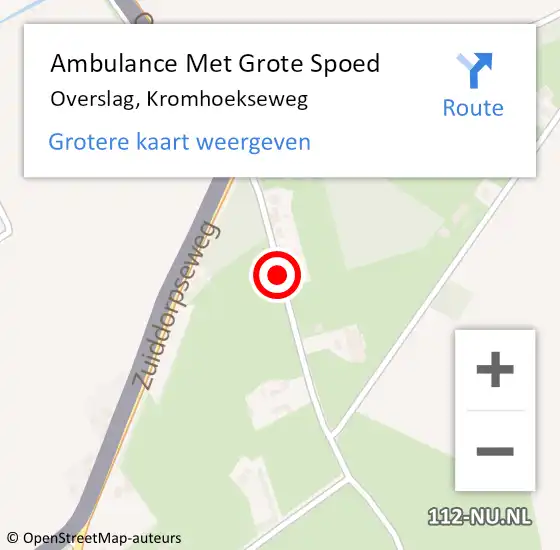 Locatie op kaart van de 112 melding: Ambulance Met Grote Spoed Naar Overslag, Kromhoekseweg op 2 november 2017 19:32