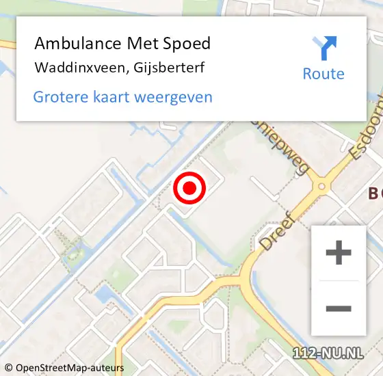 Locatie op kaart van de 112 melding: Ambulance Met Spoed Naar Waddinxveen, Gijsberterf op 2 november 2017 19:43