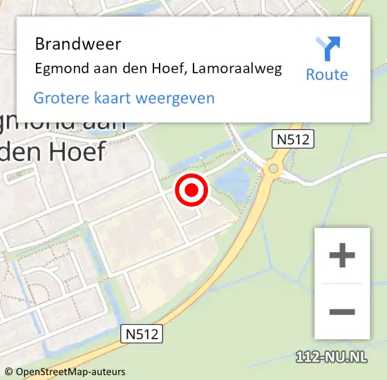 Locatie op kaart van de 112 melding: Brandweer Egmond aan den Hoef, Lamoraalweg op 2 november 2017 19:47