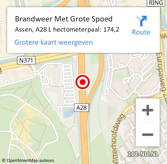 Locatie op kaart van de 112 melding: Brandweer Met Grote Spoed Naar Assen, A28 R hectometerpaal: 177,0 op 2 november 2017 21:19