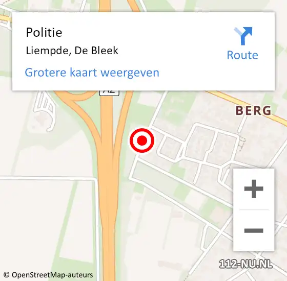 Locatie op kaart van de 112 melding: Politie Liempde, De Bleek op 2 november 2017 21:38