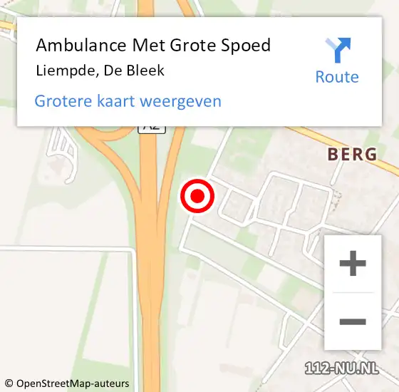 Locatie op kaart van de 112 melding: Ambulance Met Grote Spoed Naar Liempde, De Bleek op 2 november 2017 21:38