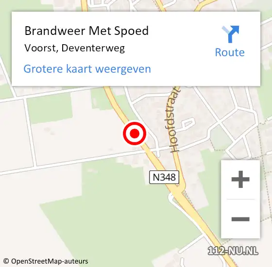 Locatie op kaart van de 112 melding: Brandweer Met Spoed Naar Voorst, Deventerweg op 2 november 2017 21:42