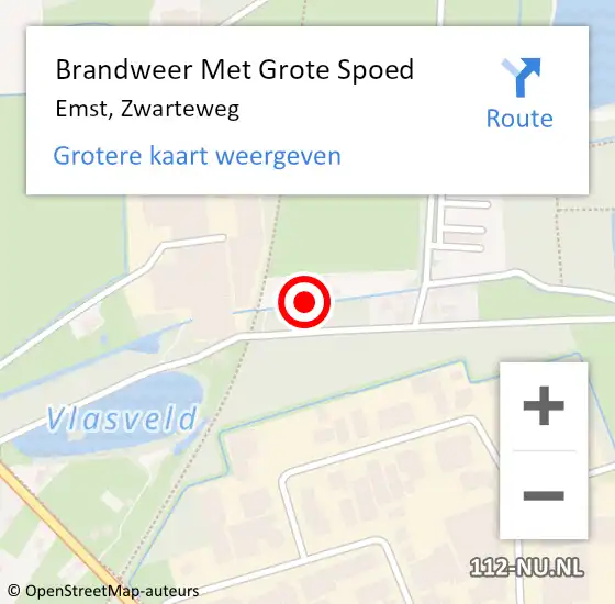 Locatie op kaart van de 112 melding: Brandweer Met Grote Spoed Naar Emst, Zwarteweg op 2 november 2017 21:57