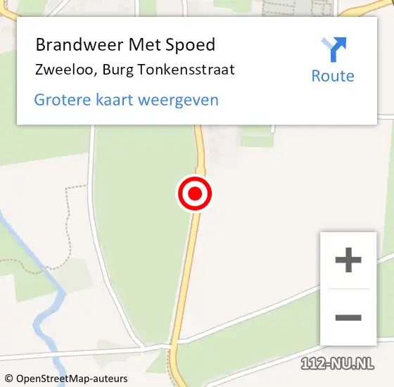 Locatie op kaart van de 112 melding: Brandweer Met Spoed Naar Zweeloo, Burg Tonkensstraat op 5 februari 2014 22:29