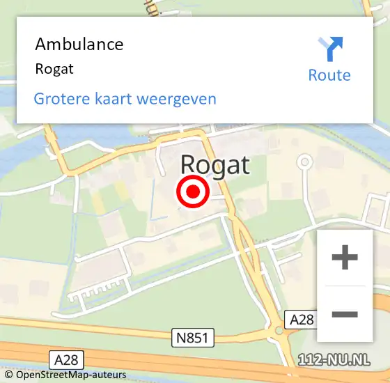 Locatie op kaart van de 112 melding: Ambulance Rogat op 2 november 2017 22:26