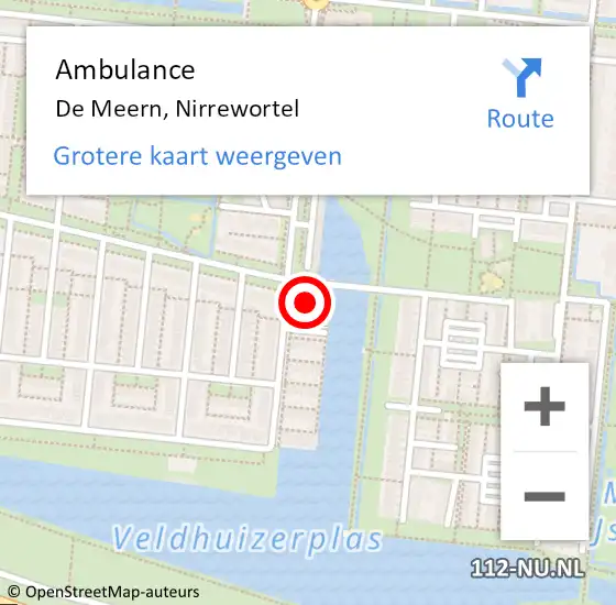 Locatie op kaart van de 112 melding: Ambulance De Meern, Nirrewortel op 2 november 2017 22:40