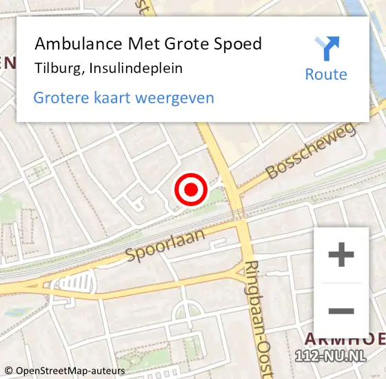 Locatie op kaart van de 112 melding: Ambulance Met Grote Spoed Naar Tilburg, Insulindeplein op 2 november 2017 23:15