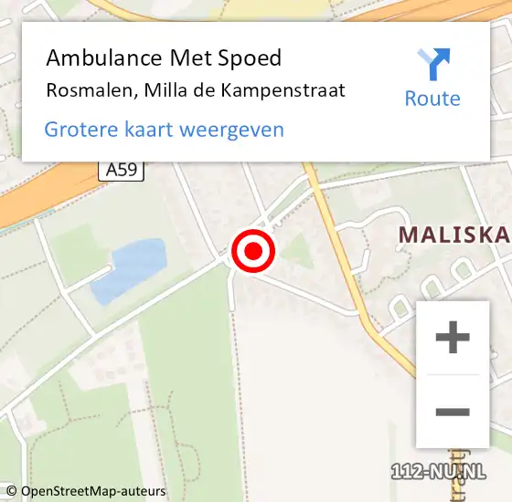 Locatie op kaart van de 112 melding: Ambulance Met Spoed Naar Rosmalen, Milla de Kampenstraat op 2 november 2017 23:44