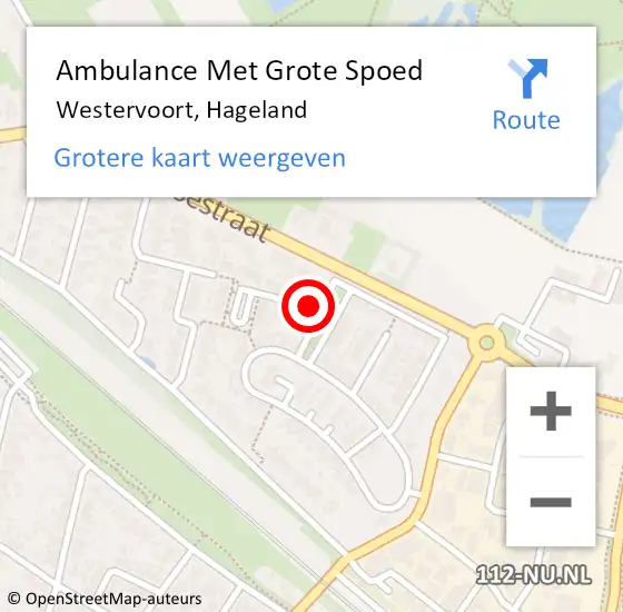 Locatie op kaart van de 112 melding: Ambulance Met Grote Spoed Naar Westervoort, Hageland op 2 november 2017 23:56