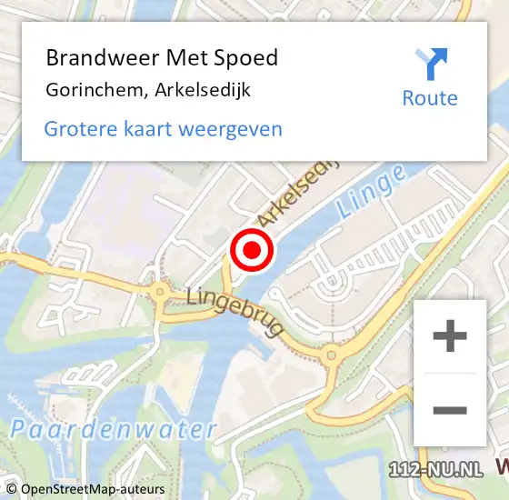 Locatie op kaart van de 112 melding: Brandweer Met Spoed Naar Gorinchem, Arkelsedijk op 3 november 2017 00:28