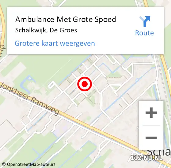 Locatie op kaart van de 112 melding: Ambulance Met Grote Spoed Naar Schalkwijk, De Groes op 3 november 2017 02:51