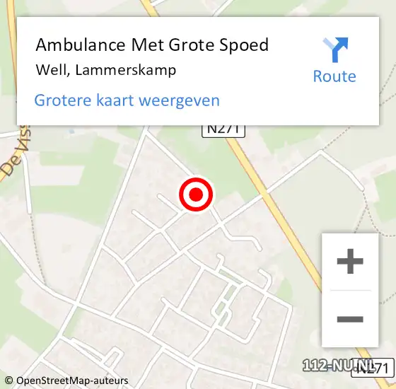 Locatie op kaart van de 112 melding: Ambulance Met Grote Spoed Naar Well, Lammerskamp op 3 november 2017 06:52