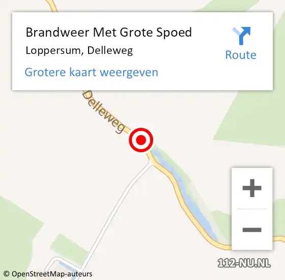 Locatie op kaart van de 112 melding: Brandweer Met Grote Spoed Naar Loppersum, Delleweg op 3 november 2017 07:12