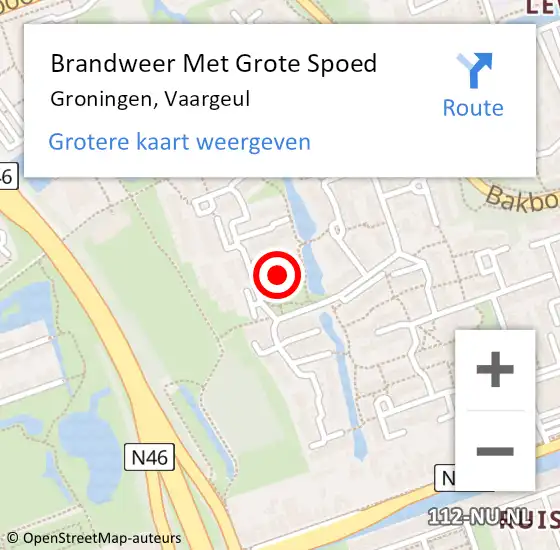 Locatie op kaart van de 112 melding: Brandweer Met Grote Spoed Naar Groningen, Vaargeul op 3 november 2017 07:40