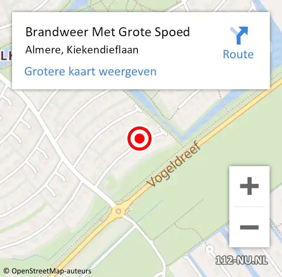 Locatie op kaart van de 112 melding: Brandweer Met Grote Spoed Naar Almere, Kiekendieflaan op 5 februari 2014 23:07