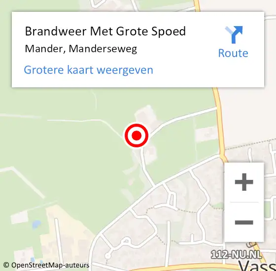 Locatie op kaart van de 112 melding: Brandweer Met Grote Spoed Naar Mander, Manderseweg op 21 september 2013 15:24