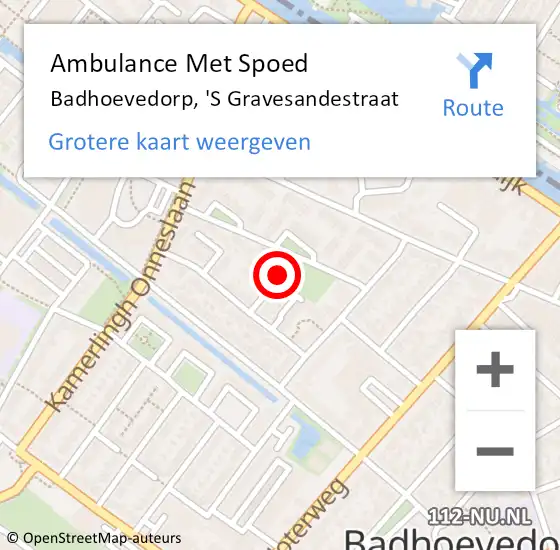 Locatie op kaart van de 112 melding: Ambulance Met Spoed Naar Badhoevedorp, 'S Gravesandestraat op 3 november 2017 09:25