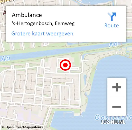 Locatie op kaart van de 112 melding: Ambulance 's-Hertogenbosch, Eemweg op 3 november 2017 10:14