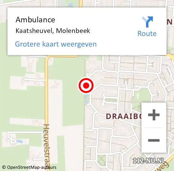 Locatie op kaart van de 112 melding: Ambulance Kaatsheuvel, Molenbeek op 3 november 2017 10:25