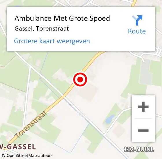 Locatie op kaart van de 112 melding: Ambulance Met Grote Spoed Naar Gassel, Torenstraat op 3 november 2017 10:49