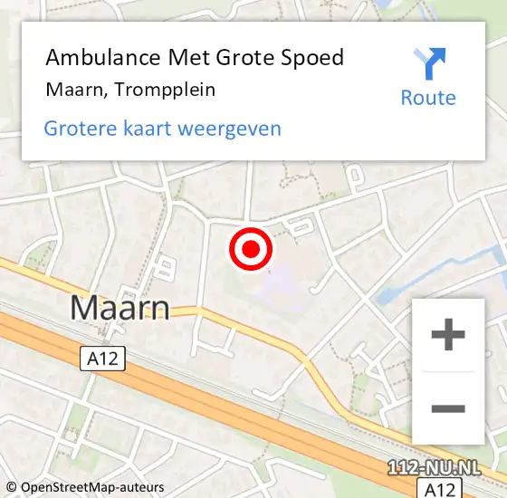 Locatie op kaart van de 112 melding: Ambulance Met Grote Spoed Naar Maarn, Trompplein op 3 november 2017 10:55