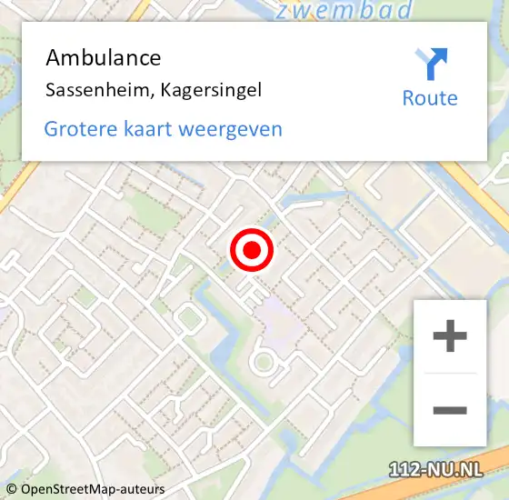 Locatie op kaart van de 112 melding: Ambulance Sassenheim, Kagersingel op 3 november 2017 10:59
