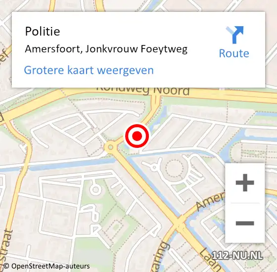 Locatie op kaart van de 112 melding: Politie Amersfoort, Jonkvrouw Foeytweg op 3 november 2017 11:04