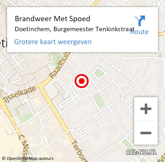 Locatie op kaart van de 112 melding: Brandweer Met Spoed Naar Doetinchem, Burgemeester Tenkinkstraat op 3 november 2017 11:55