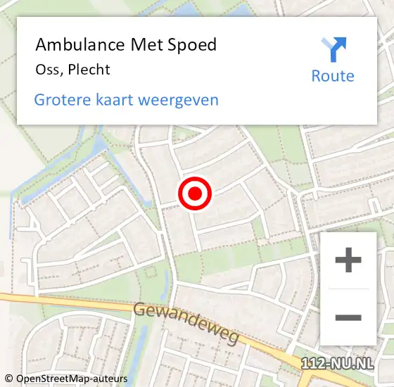 Locatie op kaart van de 112 melding: Ambulance Met Spoed Naar Oss, Plecht op 6 februari 2014 00:11