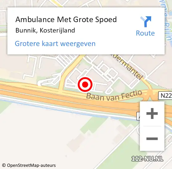 Locatie op kaart van de 112 melding: Ambulance Met Grote Spoed Naar Bunnik, Kosterijland op 3 november 2017 13:00