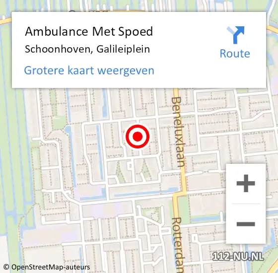 Locatie op kaart van de 112 melding: Ambulance Met Spoed Naar Schoonhoven, Galileiplein op 3 november 2017 13:01