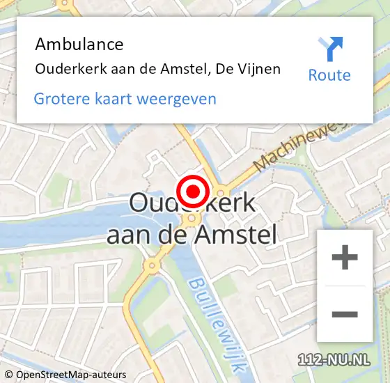 Locatie op kaart van de 112 melding: Ambulance Ouderkerk aan de Amstel, De Vijnen op 3 november 2017 13:29