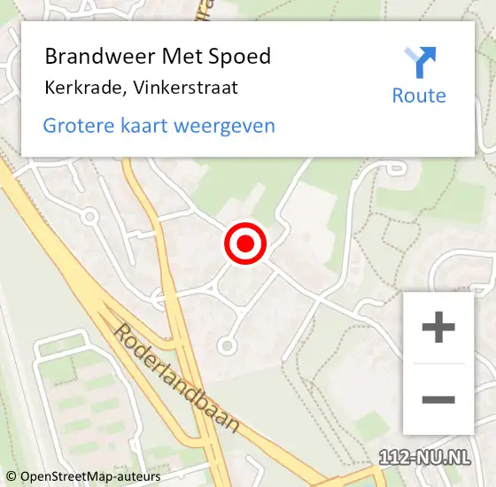Locatie op kaart van de 112 melding: Brandweer Met Spoed Naar Kerkrade, Vinkerstraat op 3 november 2017 13:51