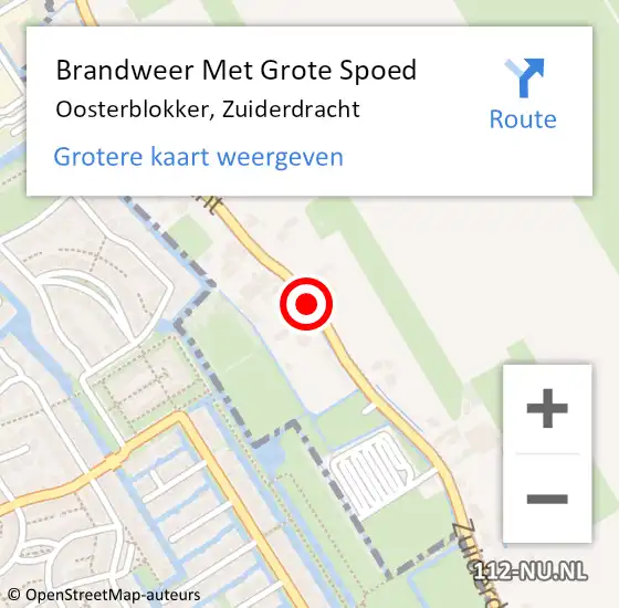 Locatie op kaart van de 112 melding: Brandweer Met Grote Spoed Naar Oosterblokker, Zuiderdracht op 3 november 2017 14:38