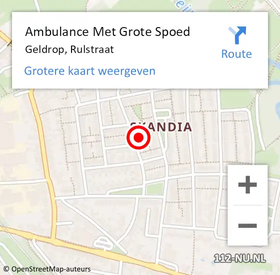 Locatie op kaart van de 112 melding: Ambulance Met Grote Spoed Naar Geldrop, Rulstraat op 3 november 2017 14:55