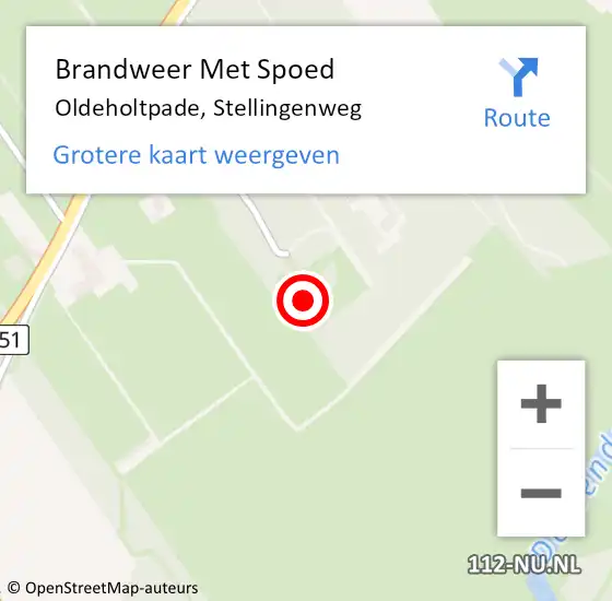 Locatie op kaart van de 112 melding: Brandweer Met Spoed Naar Oldeholtpade, Stellingenweg op 3 november 2017 15:02