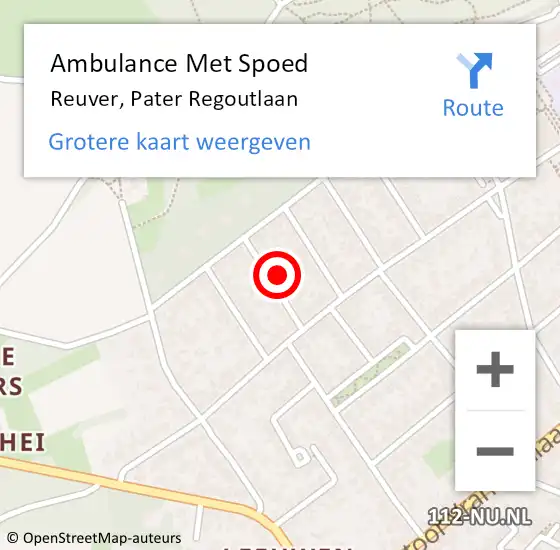 Locatie op kaart van de 112 melding: Ambulance Met Spoed Naar Reuver, Pater Regoutlaan op 3 november 2017 16:08