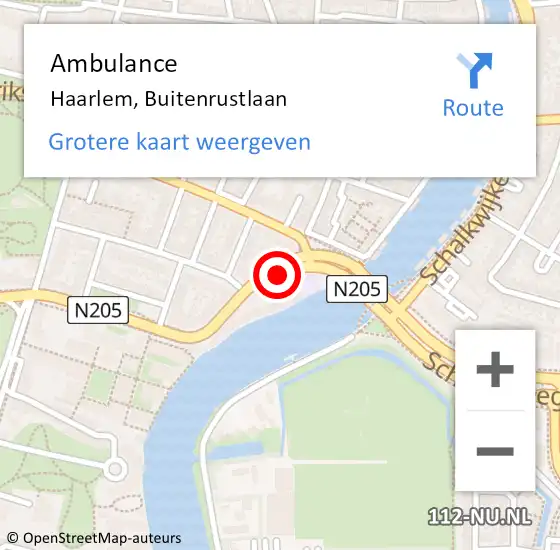 Locatie op kaart van de 112 melding: Ambulance Haarlem, Buitenrustlaan op 3 november 2017 16:13