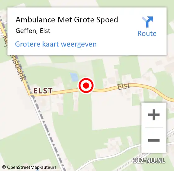 Locatie op kaart van de 112 melding: Ambulance Met Grote Spoed Naar Geffen, Elst op 3 november 2017 16:19