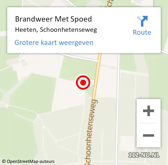 Locatie op kaart van de 112 melding: Brandweer Met Spoed Naar Heeten, Schoonhetenseweg op 3 november 2017 16:32