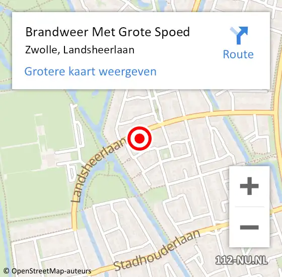 Locatie op kaart van de 112 melding: Brandweer Met Grote Spoed Naar Zwolle, Landsheerlaan op 3 november 2017 16:54