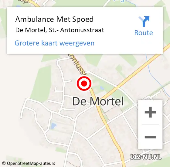 Locatie op kaart van de 112 melding: Ambulance Met Spoed Naar De Mortel, St.- Antoniusstraat op 3 november 2017 17:00