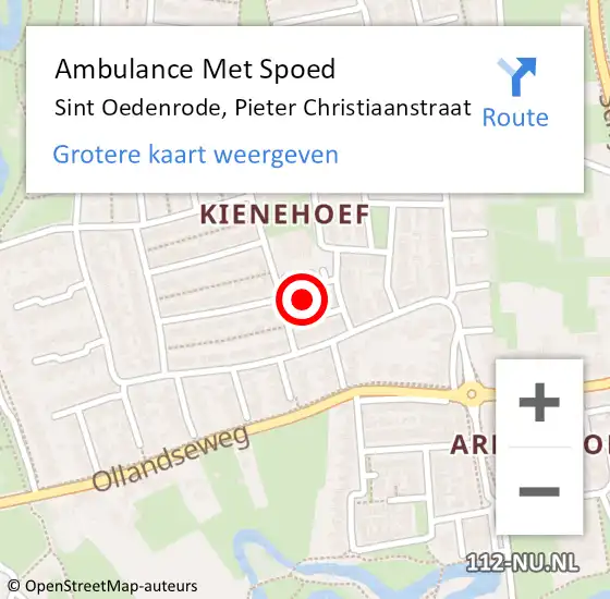 Locatie op kaart van de 112 melding: Ambulance Met Spoed Naar Sint Oedenrode, Pieter Christiaanstraat op 3 november 2017 18:54