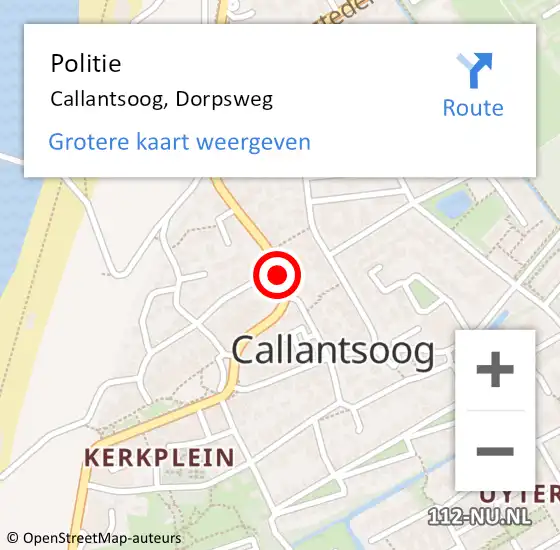 Locatie op kaart van de 112 melding: Politie Callantsoog, Dorpsweg op 3 november 2017 19:09