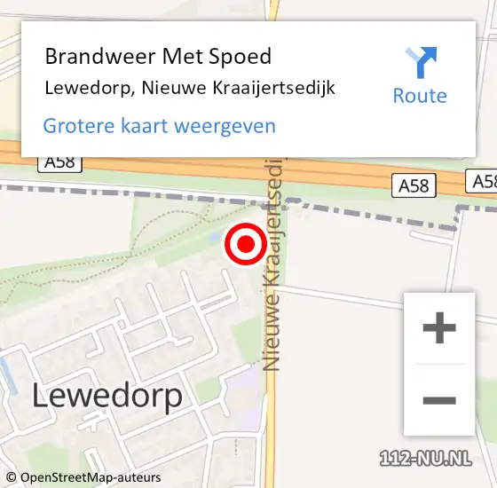 Locatie op kaart van de 112 melding: Brandweer Met Spoed Naar Lewedorp, Nieuwe Kraaijertsedijk op 3 november 2017 19:52