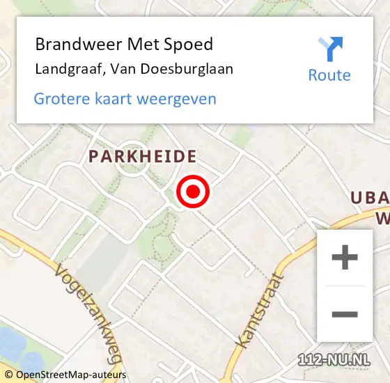 Locatie op kaart van de 112 melding: Brandweer Met Spoed Naar Landgraaf, Van Doesburglaan op 3 november 2017 21:15