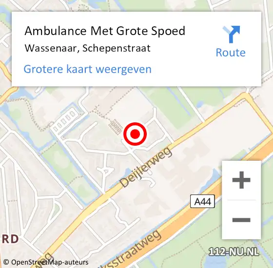 Locatie op kaart van de 112 melding: Ambulance Met Grote Spoed Naar Wassenaar, Schepenstraat op 3 november 2017 21:50