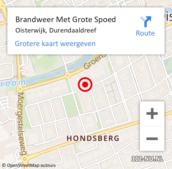 Locatie op kaart van de 112 melding: Brandweer Met Grote Spoed Naar Oisterwijk, Durendaaldreef op 3 november 2017 22:06